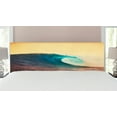 thumbnail image 1 of Ocean Headboard, Ocean Breaking Wave at Sunset in Warm Colors Sea Seasonal Picture Art, Upholstered Decorative Metal Bed Headboard with Memory Foam, King Size, Turquoise Yellow Brown, by Ambesonne, 1 of 4