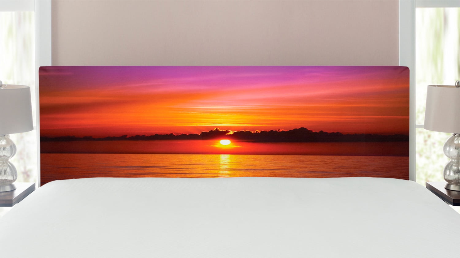 Ocean Headboard, Romantic Sunset on the Beach Sun Rays Reflection on ...