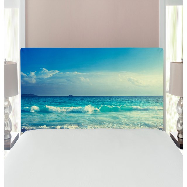 Ocean Headboard, Tropical Island Paradise Beach at Sunset Time Waves ...