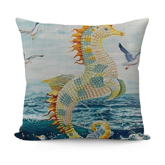 Ocean Hippocampus Square Accent Decorative Pillow Cover,Funny Pillow Cases for Sofa Couch Chair Office Decor,Lumbar Pillowcase for Friends for Christmas