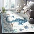 thumbnail image 1 of Ocean Hippopotamus Area Rug, Blue Beach Starfish Coral Indoor Rugs, Non Slip Machine Washable Easy Care Carpet For Living Room Bedroom Study Apartment Home Decor 3 x 4ft, 1 of 6