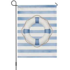 Ocean House Flags For Outdoor, Coastal Nautical Sea Rope Watercolor Blue Stripes Lines Small Double Side Yard Flags Weather Proof House Decor for Lawn Outside Holiday 28 x 40 Inches