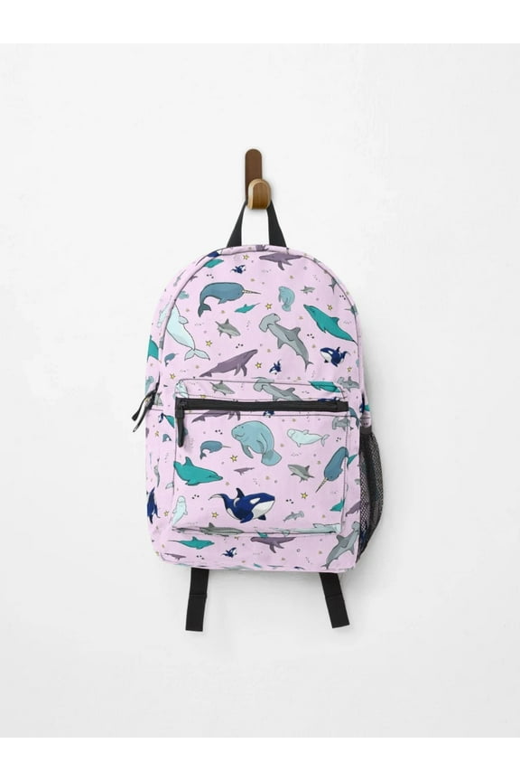 Ocean In Pink Backpack, Orcas Backpacks, Sea Backpacks, Back To School Backpack