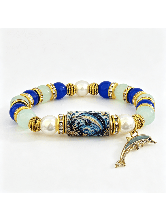 Ocean Inspired Beaded Bracelet for Women - Coastal Style Stretch Jewelry, Summer Gift for Beach Lovers Vacation Travel