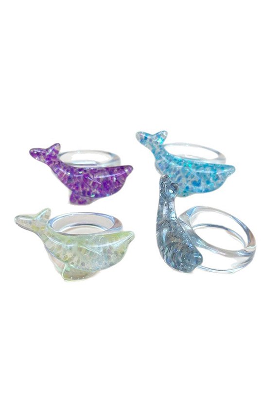 Ocean Inspired Dolphin Design Ring Resin Material Finger Accessories Trendy Gift