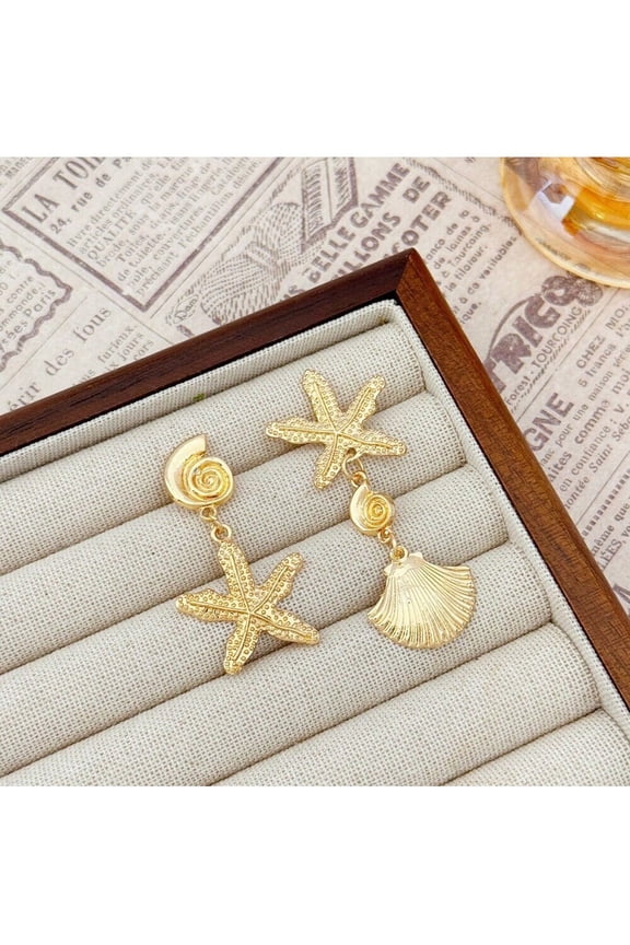 Ocean Inspired Exaggerated Starfish Stud Earrings Unique Beach Vacation Metal Accessories