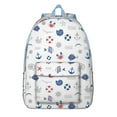 thumbnail image 1 of Ocean-Inspired Sailor Backpack for School & Travel, Waterproof Nautical Daypack with Compass, Boat, Rudder, and Lighthouse Print, Lightweight and Spacious for Students, 1 of 4