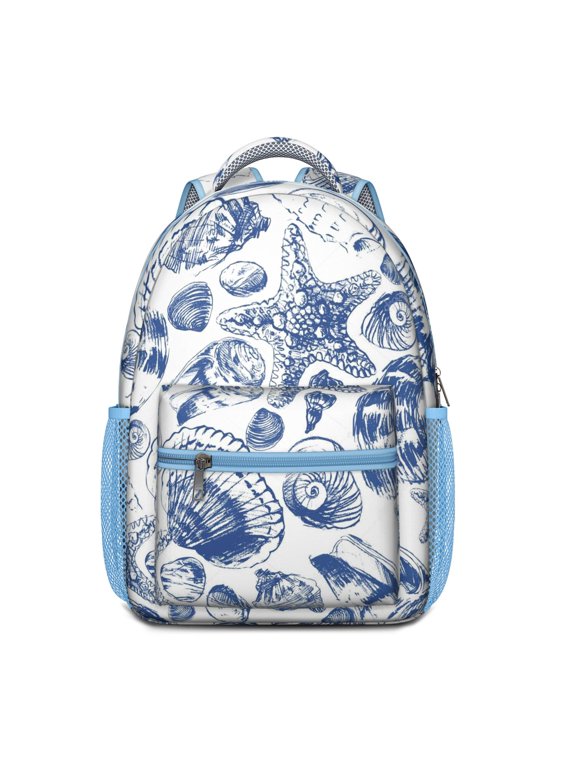 Ocean-Inspired Waterproof Bookbag for Teens - Stylish Backpack with Coral & Starfish Design, Breathable Comfort