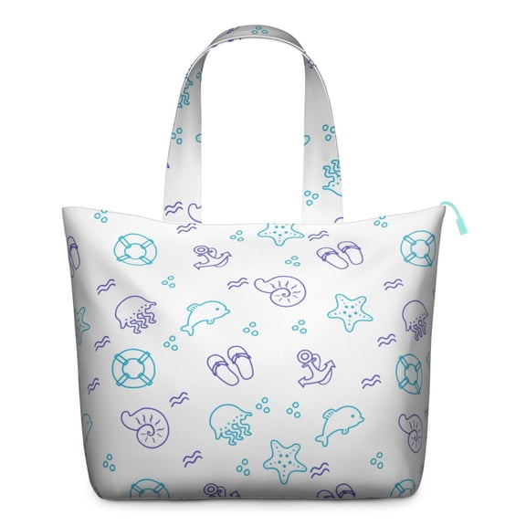 Ocean-Inspired Weekender Bag - Large Capacity Carry-On Tote with Mermaid & Anchor Design, Lightweight & Airline-Friendly for Travel Essentials