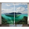 thumbnail image 1 of Ambesonne Lighthouse Curtains 2 Panel Set, Misty Atlantic Ocean, 108" x 90", Blue Grey White, 1 of 3