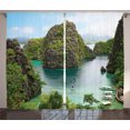 thumbnail image 1 of Ambesonne Landscape Curtains 2 Panel Set, Cliff in Philippines, 108" x 90", Green Brown Blue, 1 of 3