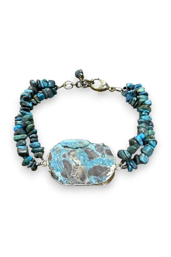 Ocean Jasper Crazy Lace Agate Double Strand Bracelet, Gemstone Bracelet
