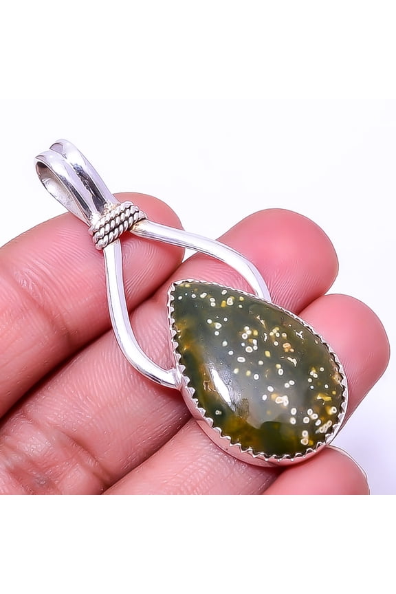 Ocean Jasper - Madagascar Designer Handmade 925 Sterling Silver Pendant 2.07"P28, Beautiful Jewelry For Woman, New Year Sale, Valentin's Day Gift
