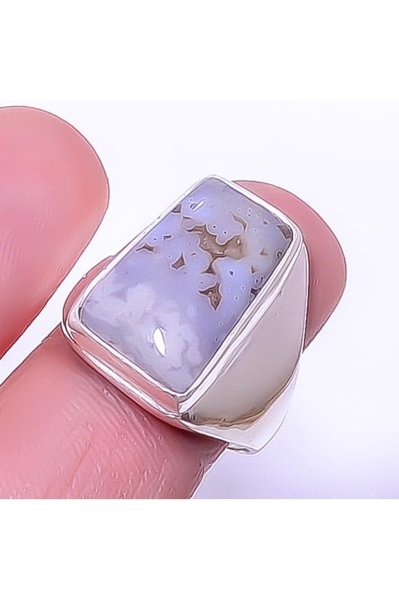 Ocean Jasper - Madagascar Gemstone 925 Silver Plated Solitaire Ring s.8.5 A380, Valentine's Day Gift, Birthday Gift, Beautiful Jewelry For Woman