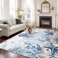 thumbnail image 1 of Ocean Jellyfish Area Rugs 5x7 ft Blue Yellow Sea Star Shell Coral Gradient Blue Washable Rug Non Slip Indoor Carpet Absorbent Floor Mat for Living Room Bedroom Dining Room, 1 of 9