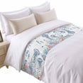 thumbnail image 1 of Ocean Jellyfish Bed Runner for King Size Bed, Watercolor Seaweed Sea Horse Coral White Letter Texture Soft Bedding Scarf Bedding Protector Slipcover Sofa Throw for Bedroom Hotel Guesthouse, 1 of 8