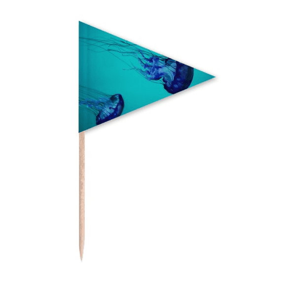 Ocean Jellyfish Science Nature Picture Toothpick Triangle Cupcake Toppers Flag