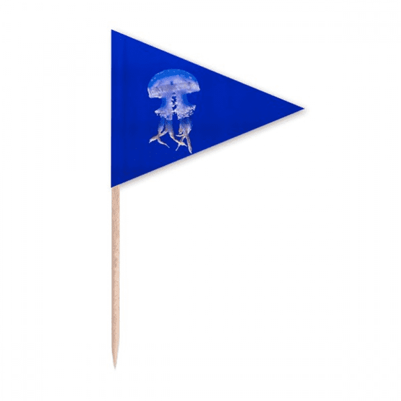 Ocean Jellyfish Science Nature Picture Toothpick Triangle Cupcake Toppers Flag