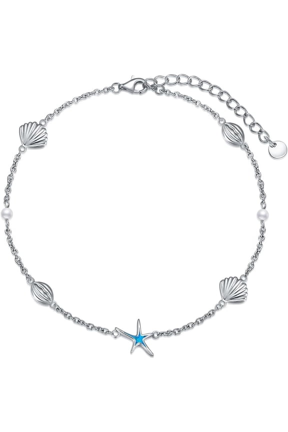 Ocean Jewelry 925 Sterling Silver Moonstone Ankle