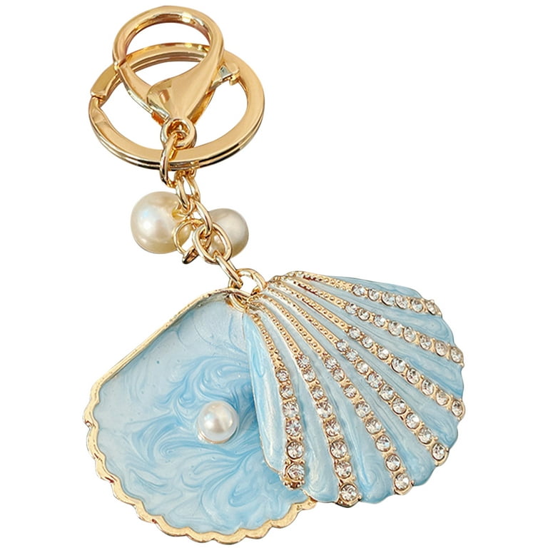 Homemaxs Ocean Key Ring Pearl Shell Key Chain Lovely Backpack Pendant Purse Charm, Women's, Size: 10.9X4.5CM