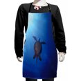 thumbnail image 1 of Ocean Kids Apron, Turtle Swims to the Surface of Deep Sea the Sun Rays Nature Picture Art, Boys Girls Apron Bib with Adjustable Ties for Cooking Baking Painting, Aqua Navy Brown, by Ambesonne, 1 of 2
