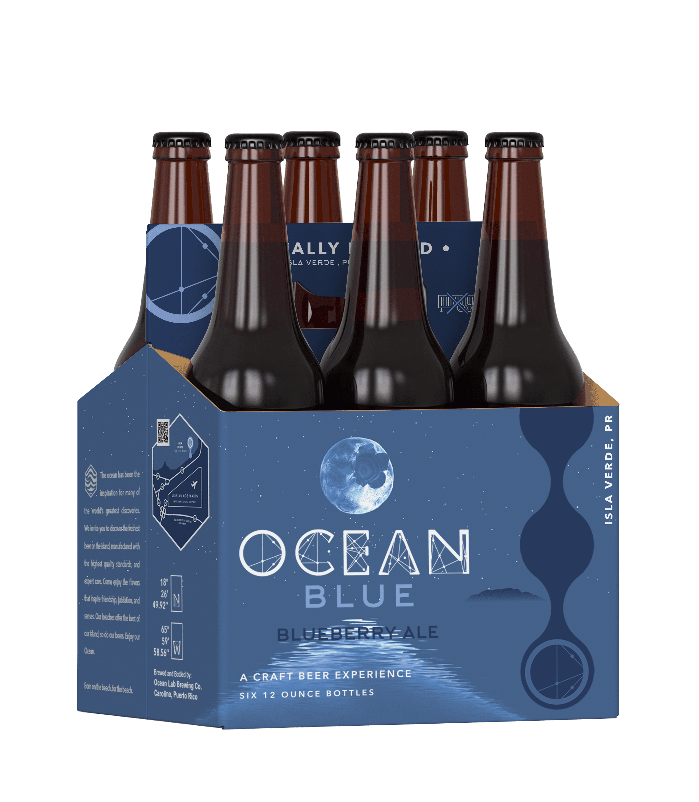Ocean Lab Blue Ale craft beer 6 Pack 12 oz Glass Bottles 6.6% ABV