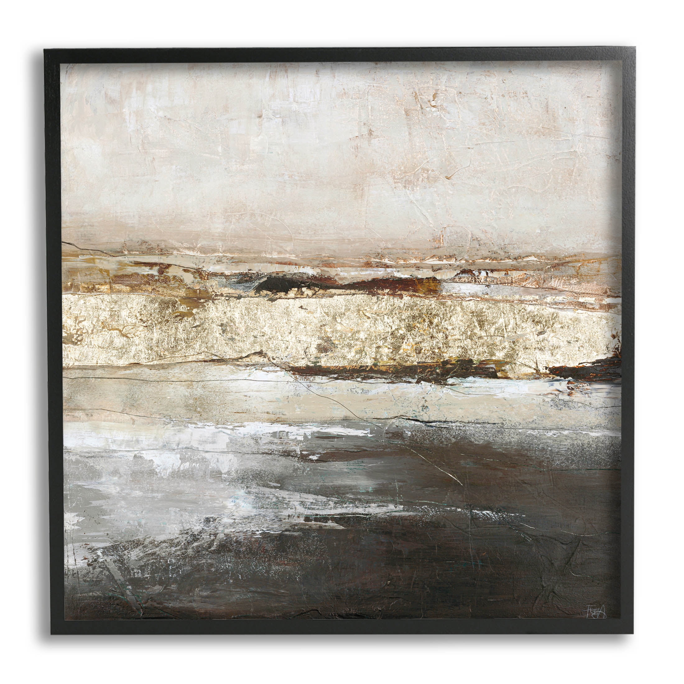 Ocean Landscape Abstract Composition Abstract Painting Black Framed Art Print Wall Art