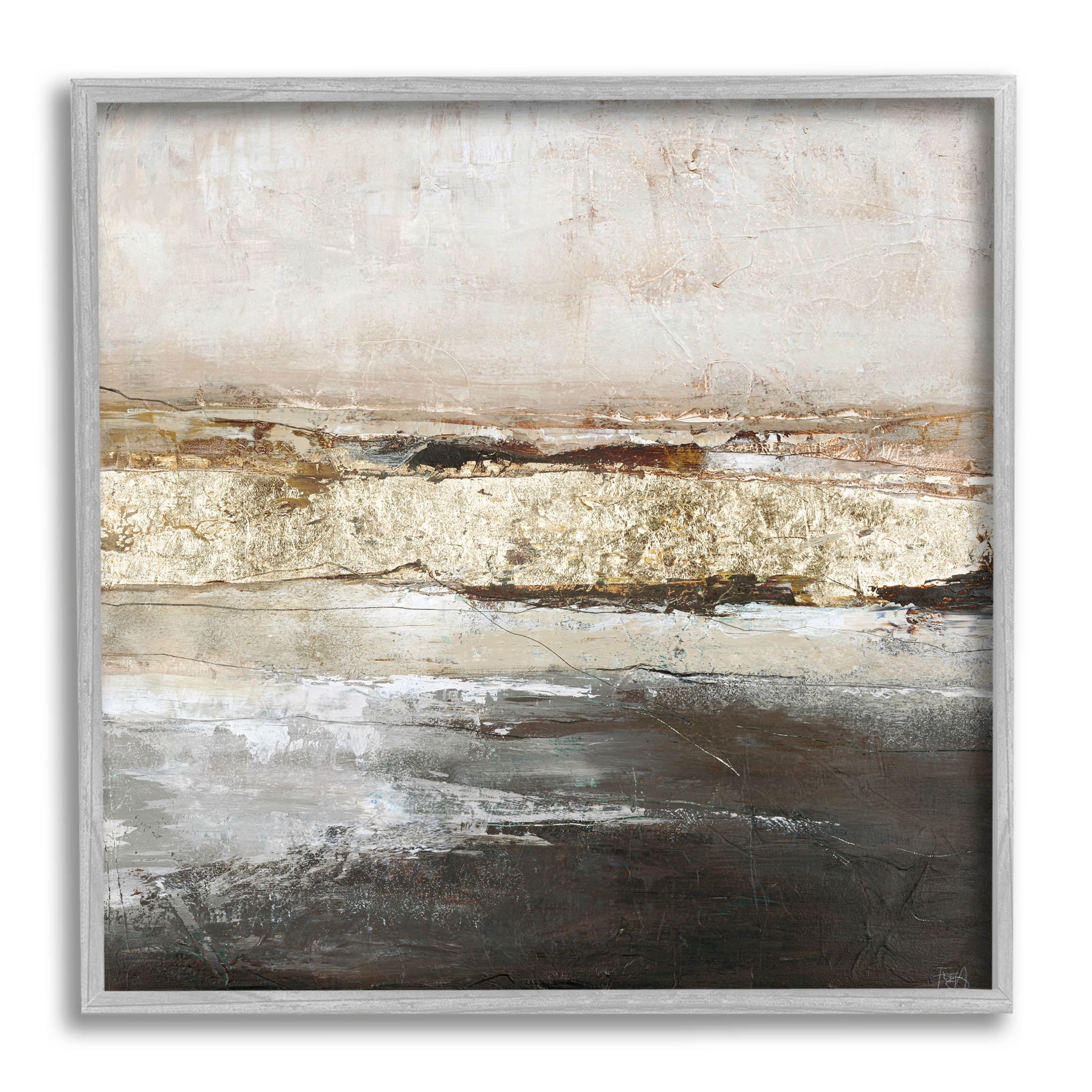 Ocean Landscape Abstract Composition Abstract Painting Gray Framed Art Print Wall Art