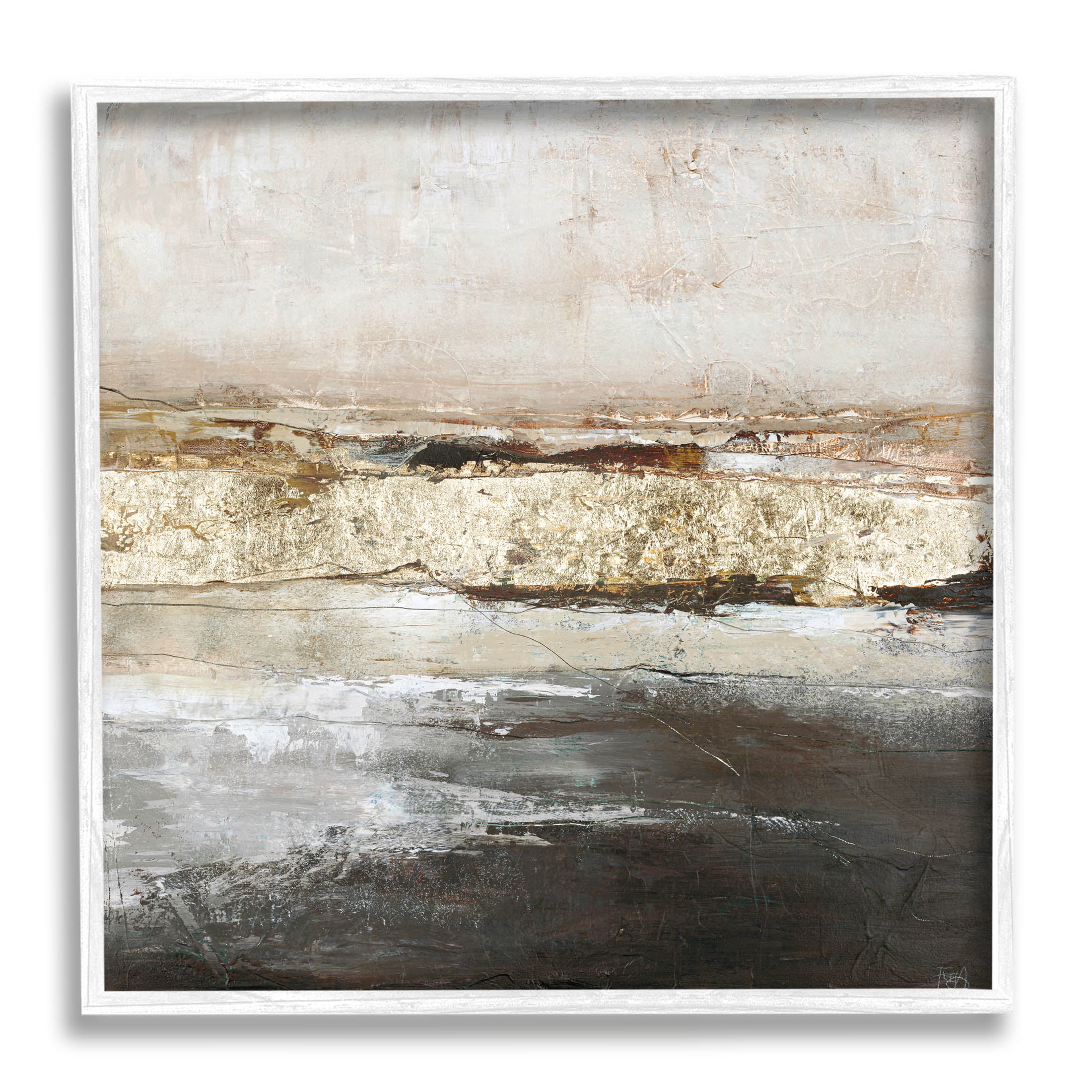 Ocean Landscape Abstract Composition Abstract Painting White Framed Art Print Wall Art