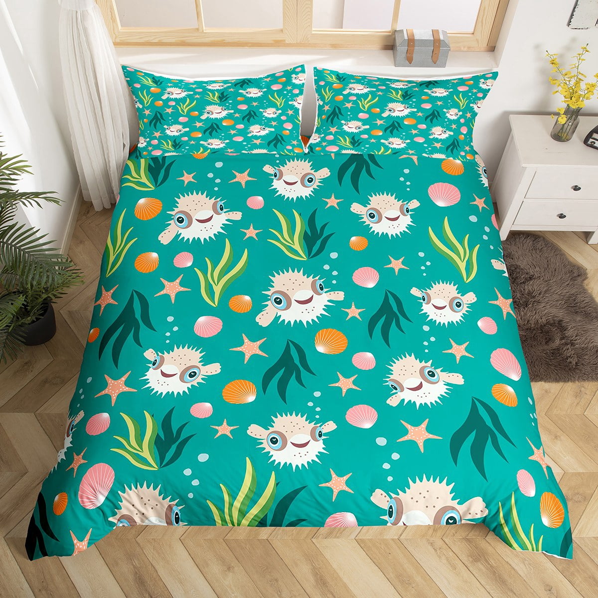 Jejeloiu Chicken Farm Bedding Set – Queen Size 3-Piece Duvet Cover & Pillow Shams, Gray Rooster Rustic Farmhouse Decor