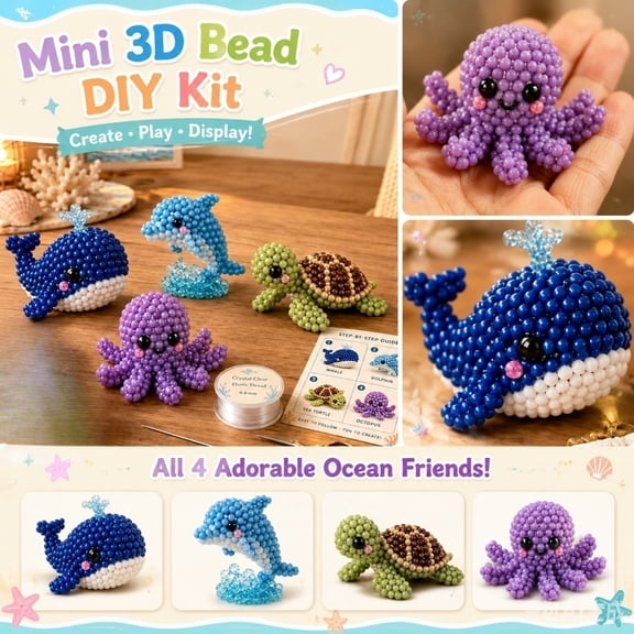 Ocean Life DIY Beading Craft Kit Sea Creature Handmade Bead Art Set for Creative Jewelry Making and Underwater Animal Themed Hobby Projects