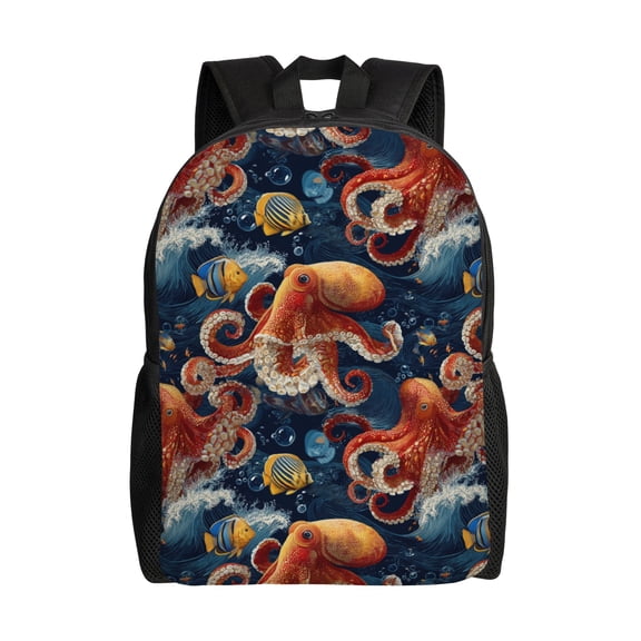 Ocean Life Scene Backpack with 15 Inch Laptop Compartment,Water-Resistant Daypack, Large Capacity Backpack with Adjustable Breathable Shoulder Straps for Daily Use Travel Gym