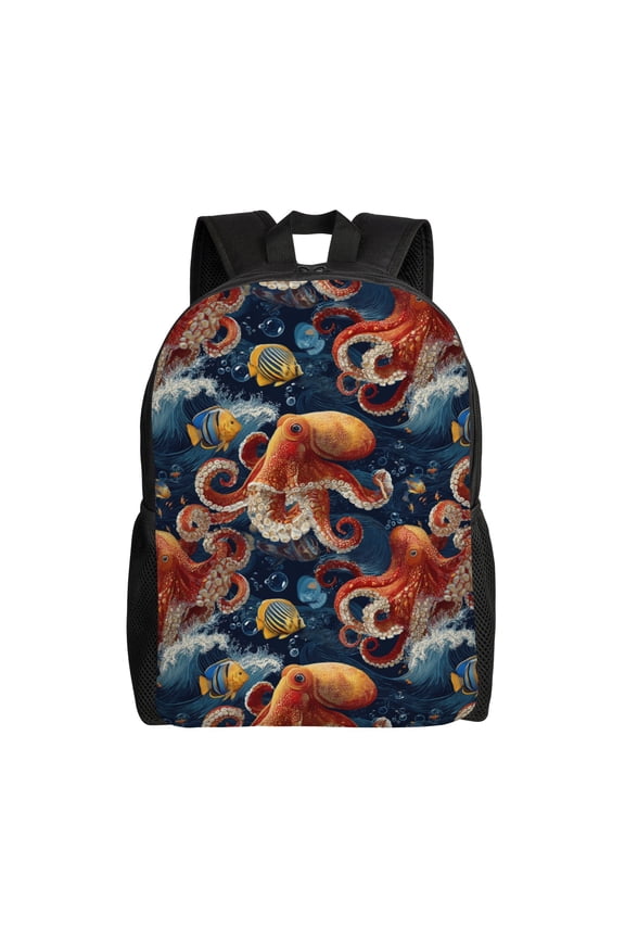 Ocean Life Scene Backpack with 15 Inch Laptop Compartment,Water-Resistant Daypack, Large Capacity Backpack with Adjustable Breathable Shoulder Straps for Daily Use Travel Gym