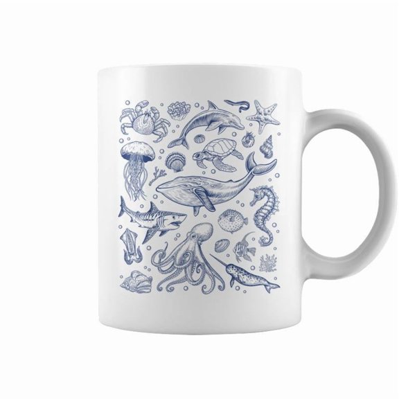 Ocean Life Sea Aesthetic Dolphin Beach 90S Graphic Coffee Mugs