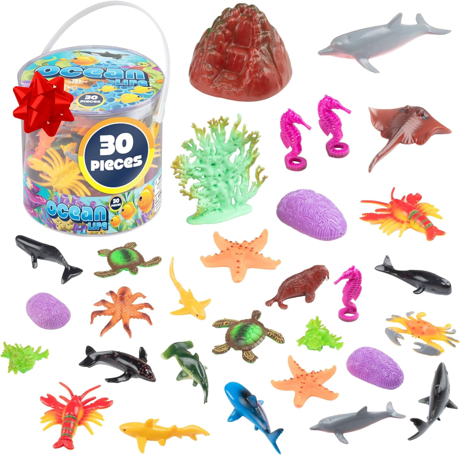 Ocean Life Marine Animal Action Figures Set - 34 Pieces
