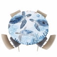 thumbnail image 1 of Ocean Life Sea Turtle Coral Starfish Fitted Round Tablecloths Elastic Edged Table Covers 36"-44",Marine Underwater Life Waterproof Dining Room Kitchen Table Cloth for Holiday Party Tables Decor, 1 of 8