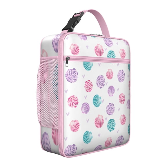 Ocean Life Series Insulated Lunch Box with Conch Shell Design – Reusable Leakproof Lunch Bag for School, Office, Teenagers & Adults, Soft Compact Cooler Tote with Interior/Exterior Pockets
