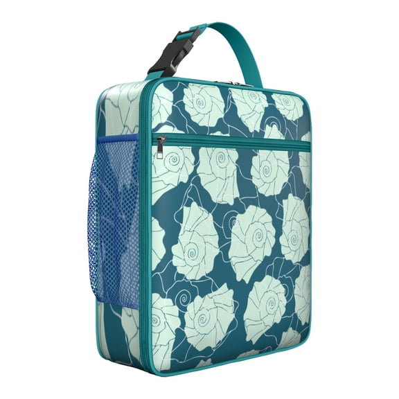 Ocean Life Series Insulated Lunch Box with Conch Shell Design – Reusable Leakproof Lunch Bag for School, Office, Teenagers & Adults, Soft Compact Cooler Tote with Interior/Exterior Pockets
