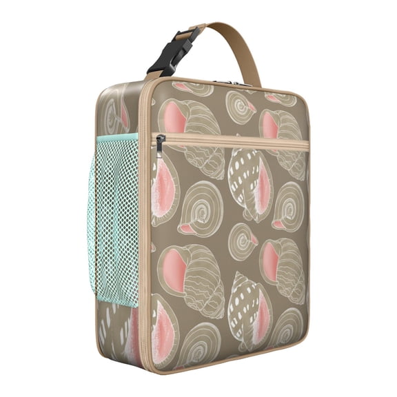 Ocean Life Series Insulated Lunch Box with Conch Shell Design – Reusable Leakproof Lunch Bag for School, Office, Teenagers & Adults, Soft Compact Cooler Tote with Interior/Exterior Pockets