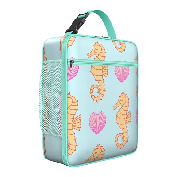 Ocean Life Series Insulated Lunch Box with Conch Shell Design – Reusable Leakproof Lunch Bag for School, Office, Teenagers & Adults, Soft Compact Cooler Tote with Interior/Exterior Pockets