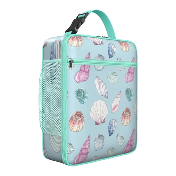 Ocean Life Series Insulated Lunch Box with Conch Shell Design – Reusable Leakproof Lunch Bag for School, Office, Teenagers & Adults, Soft Compact Cooler Tote with Interior/Exterior Pockets