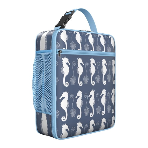 Ocean Life Series Lunch Box with Conch Shell Design, Insulated Reusable Lunch Bag for School, and , Leakproof Compact for Office Work, Soft Cooler Tote with Pockets