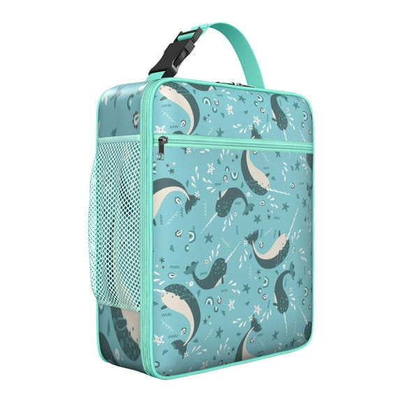 Ocean Life Shark Insulated Lunch Box, Reusable Leakproof Lunch Bag for Work and School, Soft Compact Cooler Tote with Pockets for Men, Women