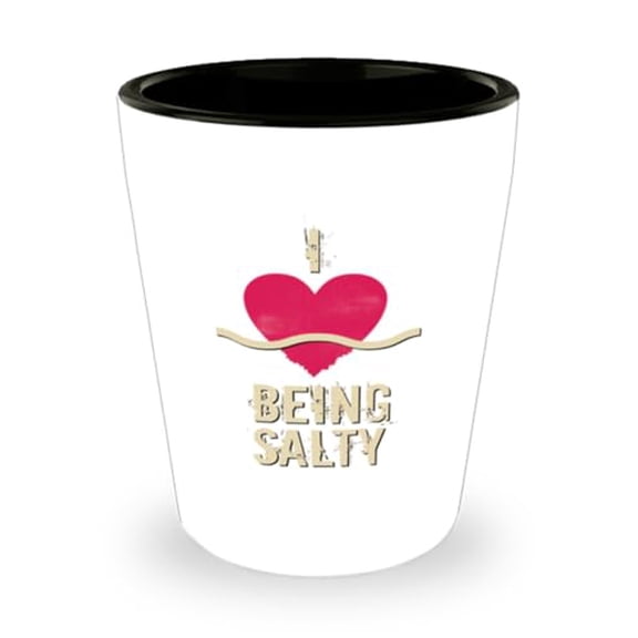 Ocean Life Shot Glass - "I Love Being Salty" - Unique 1.5oz Mini Glassware Gift