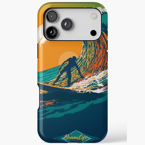 Ocean Life Surf Club Retro Surfer Wave Sunset for iPhone Case 17 16 15 14 13 12 11 Pro Max