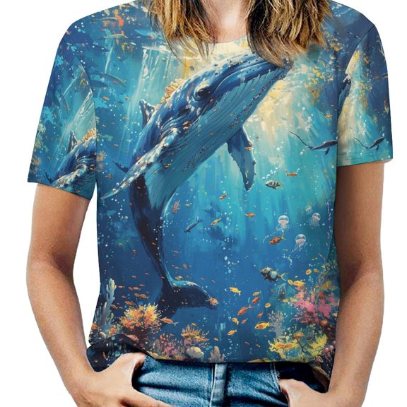Ocean Life Vibrancy-1 Women's Short Sleeve Tops Casual Blouses T Shirt
