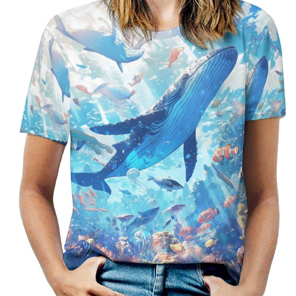 Ocean Life Vibrancy Women's Short Sleeve Tops Casual Blouses T Shirt