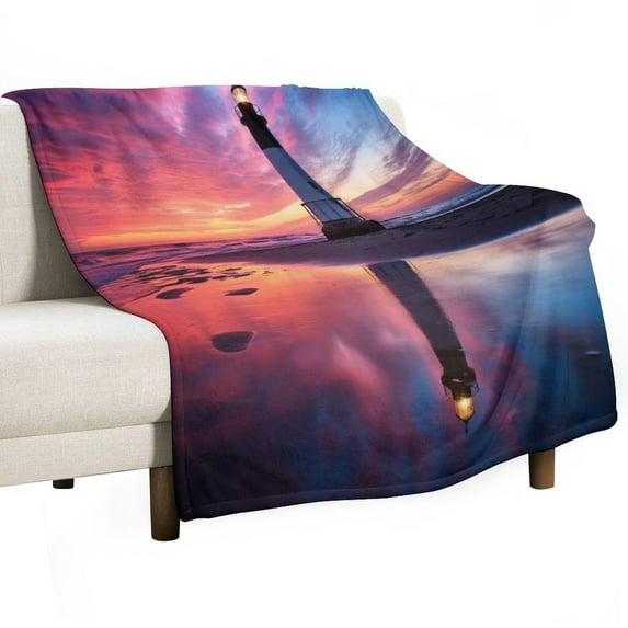 Ocean Lighthouse Flannel Throw Blanket for Gifts for Women Men Girls Boys All Seasons