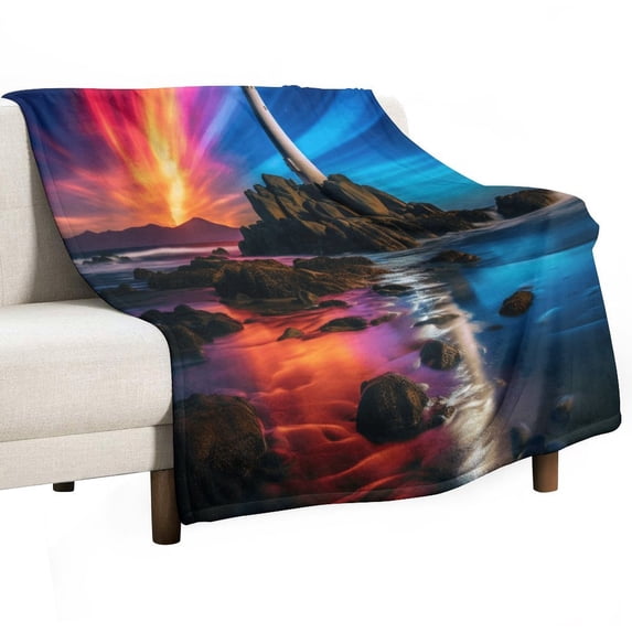 Ocean Lighthouse Flannel Throw Blanket for Gifts for Women Men Girls Boys All Seasons