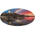 thumbnail image 1 of Ocean Lighthouse Floral Medallion Round Rug - Small Round Area Rug, Soft Non-Slip Machine Washable Bedroom Mat Indoor Accent Entry Carpet for Office Desk Dorm Hallway, 1 of 7